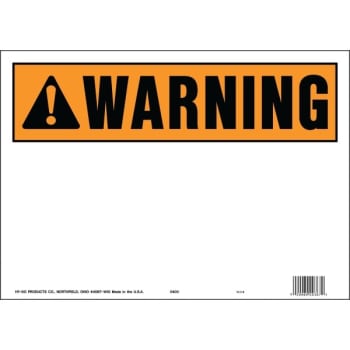 HY-KO "Warning" Sign, Polyethylene, 14 x 10", Package Of 5