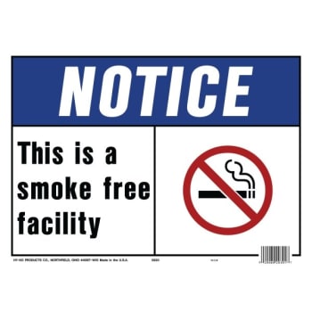 Image for HY-KO "NOTICE Smoke Free Facility" Sign, Polyethylene, 14 x 10", Package Of 5 from HD Supply