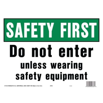 HY-KO "Safety First DO NOT ENTER" Sign, Polyethylene, 14 x 10", Package Of 5