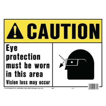 Image for HY-KO "Caution Eye Protection A Must" Sign, Polyethylene, 14 x 10", Package Of 5 from HD Supply