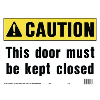 Image for HY-KO "Caution Keep This Door Closed" Sign, Polyethylene, 14 x 10", Package Of 5 from HD Supply
