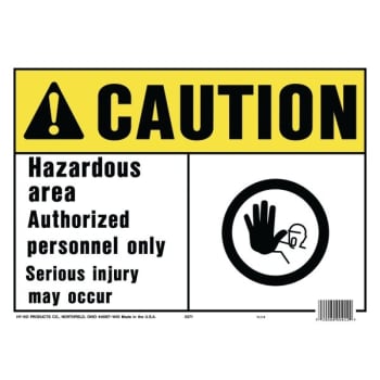 Image for HY-KO "Caution Hazardous Area" Sign, Polyethylene, 14 x 10", Package Of 5 from HD Supply