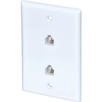 Adamax Phone Duplex Jack Wall Plate, White, Package Of 5