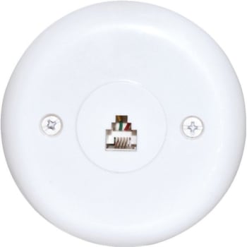 Adamax Round Phone Jack Wall Plate, White, Package Of 5