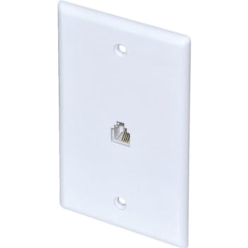 Adamax Surface Phone Jack Wall Plate, White, Package Of 5