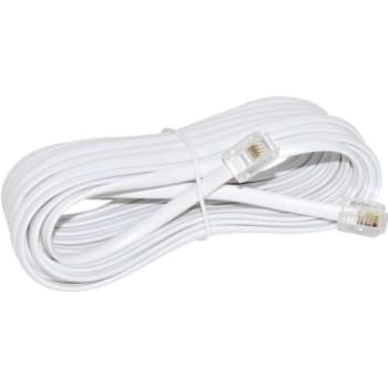Adamax 15 Ft. Flat Telephone Base Cord, White, Package Of 5