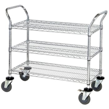 Image for Quantum Storage Systems® Chrome Wire Shelving Mobile Cart With 3 Shelves 24wx60lx37-1/2h from HD Supply