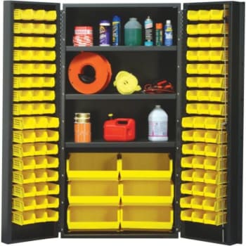 Image for Quantum Storage Systems® Yellow 36w In Cabinet With 3 Adjustable Shelves And 102 Ultra Bins from HD Supply