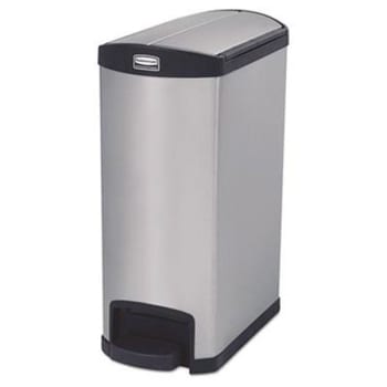 Image for Rubbermaid Commercial Slim Jim Rcp1901993 13 Gallon Stainless Steel Step-On Trash Can (Black) from HD Supply