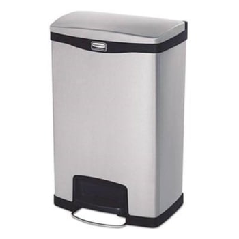 Image for Rubbermaid Commercial Slim Jim Rcp1901992 13 Gallon Stainless Steel Step-On Trash Can (Black) from HD Supply