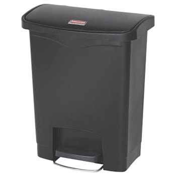 Image for Rubbermaid Commercial Slim Jim 8 Gallon Front Step-On Resin Trash Can (Black) from HD Supply