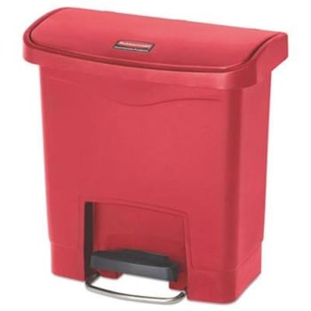 Image for Rubbermaid Slim Jim 4 Gallon Front Step-On Resin Trash Can (Red) from HD Supply