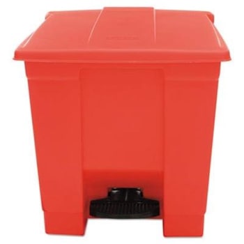 Rubbermaid 8 Gallon Commercial Indoor Utility Step-On Waste Container (Red)