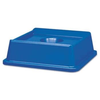 Image for Rubbermaid Untouchable Bottle and Can Square Recycling Top Trash Can Lid (Blue) from HD Supply