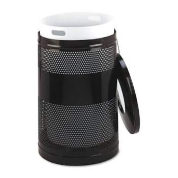 Rubbermaid 51 Gallon Classics Perforated Open-Top Steel Receptacle (Black)