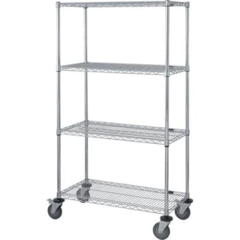 Quantum Storage Systems® Chrome Wire 4 Shelf Mobile Cart 21wx36lx63h Inch