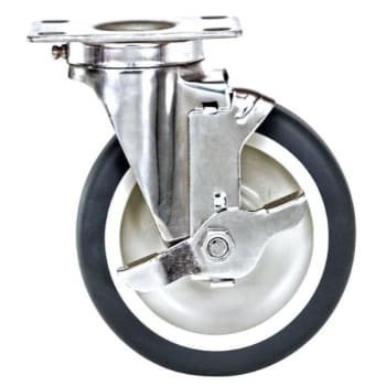 Quantum Storage Systems® Metal Swivel 5x1-1/4 Polyurethane Stainless Steel Caster With Brake
