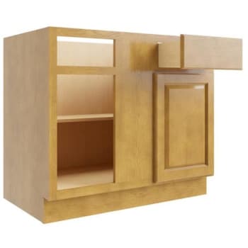 Image for Cnc Cabinetry 33 X 34.5 In. Country Oak Left Blind Base Cabinet (Light Honey) from HD Supply