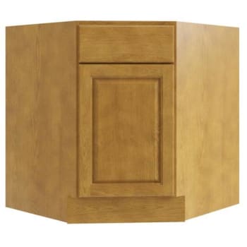 Image for CNC Cabinetry 32 x 34.5 in. Country Oak Left Diagonal Corner Sink Base (Light Honey) from HD Supply