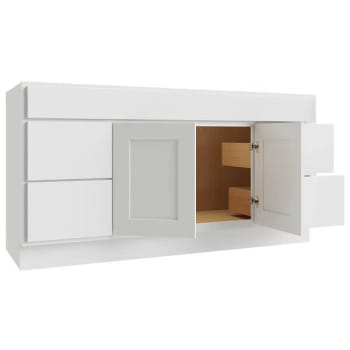 Image for Cnc Cabinetry Luxor White 48 In. Vanity Base Cabinet, Double Door, Four Drawer, Center Sink from HD Supply