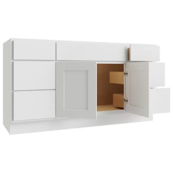 Image for Cnc Cabinetry Luxor White 48 In. Vanity Base Cabinet, Double Door, Four Drawer, Center Sink from HD Supply