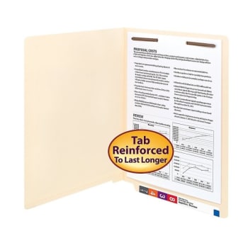 SMEAD® Manila Straight-Cut 1-Fastener End Tab Folder, Package Of 50