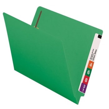 Image for SMEAD® Green Straight-Cut End Tab Folder With Fastener, Package Of 50 from HD Supply