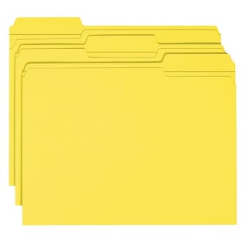 Image for Smead® Yellow 1/3-Cut Reinforced Tab File Folder, Package Of 100 from HD Supply