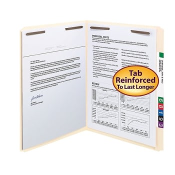 Image for Smead® Manila Straight-Cut Reinforced Tab Folder With Fastener, Package Of 50 from HD Supply