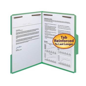 Image for Smead® Green Reinforced Tab Fastener Folder, Package Of 50 from HD Supply