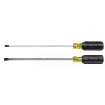 Klein Tools® Steel 2-Piece Long Blade Screwdriver Set 10"