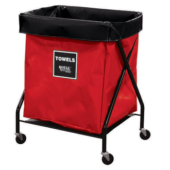 Image for Royal Basket Trucks 6 Bushel X-Frame Cart & Red Vinyl Bag Labeled Towels from HD Supply