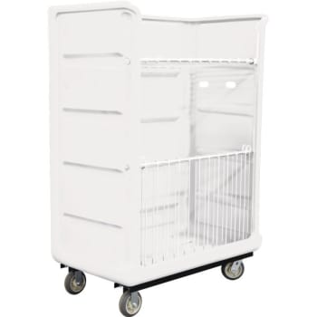 Royal Basket Trucks 48 Cubic Foot Turnabout Truck, White, With Two Wire Shelves
