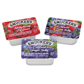Image for Smucker's Smucker's Jam Assortment, Single Serving Packs, .5oz, Case Of 200 from HD Supply