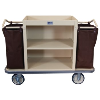 Image for Royal Basket Trucks Standard Housekeeping Cart, Beige, 2 Shelves And 2 Bags from HD Supply