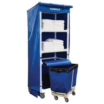 Image for Royal Basket Trucks 32 Towel Station, Two Shelves, Vinyl Cover Towel Return Cart from HD Supply