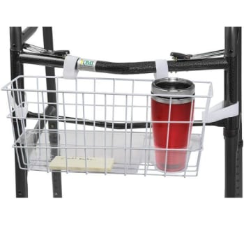 Image for Healthsmart Universal Walker Basket With Plastic Insert Tray/Cup Holder, White from HD Supply