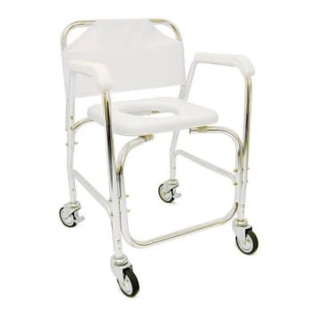 Image for Healthsmart Dmi Rolling Shower Transport Chair With Padded Toilet Seat, White from HD Supply