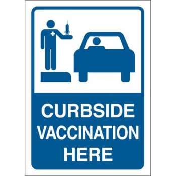 Image for Brady® Curbside Vaccination Here Sign, Aluminum, 10 X 7 from HD Supply