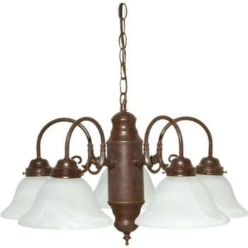 SATCO® Nuvo Old Bronze Five-Light Chandelier With Alabaster Glass