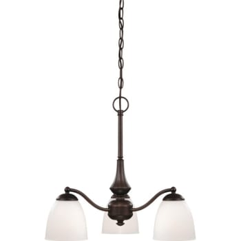 Nuvo Prairie Bronze Patton Three Light Arms Down Chandelier With Frosted Glass Hd Supply