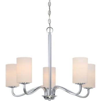 Satco® Nuvo Polished Nickel Willow Five-Light Hanging Fixture With White Glass