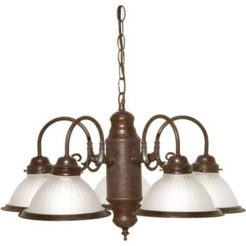 SATCO® Nuvo Old Bronze Five-Light 22 Chandelier With Frosted Ribbed Glass