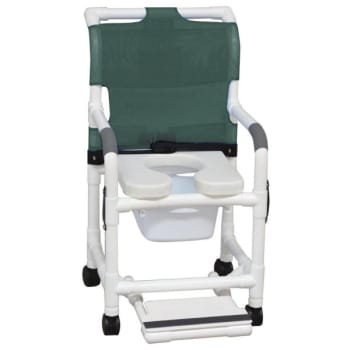 MJM Standard Shower Chair With Pail Footrest And Soft Seat Green
