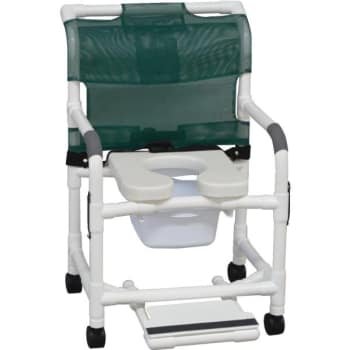 Wide Shower Chair With Commode Pail And Slide Out Footrest Royal Blue