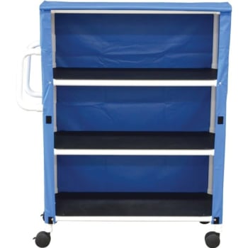 MJM 3 Shelf Linen Cart With Royal Blue Solid Vinyl Cover Shelf Size 20 x 50"