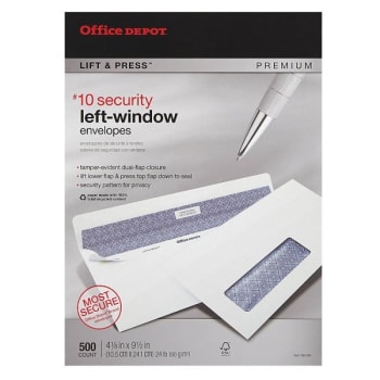 Image for Office Depot® Lift & Window #10 White Security Envelope Package Of 500 from HD Supply