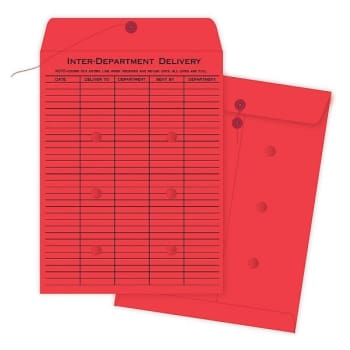 Quality Park® String & Button #10 Red Inter-Office Envelope, Box Of 100