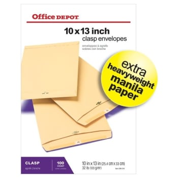 Office Depot® Manila Clasp Envelope 10" X 13" Box Of 100