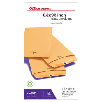 Image for Office Depot® Brown Clasp Envelope 6-1/2" X 9-1/2" Box Of 100 from HD Supply